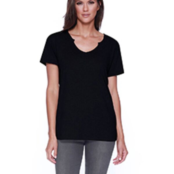 Ladies' Cotton/Modal Open V-Neck T-Shirt Thumbnail