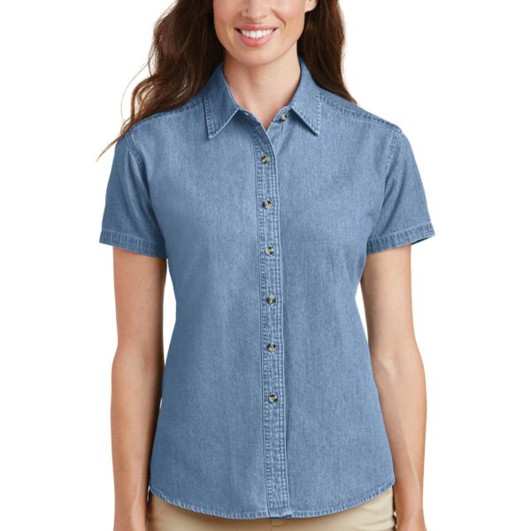 Women's Short Sleeve Denim Shirt Thumbnail